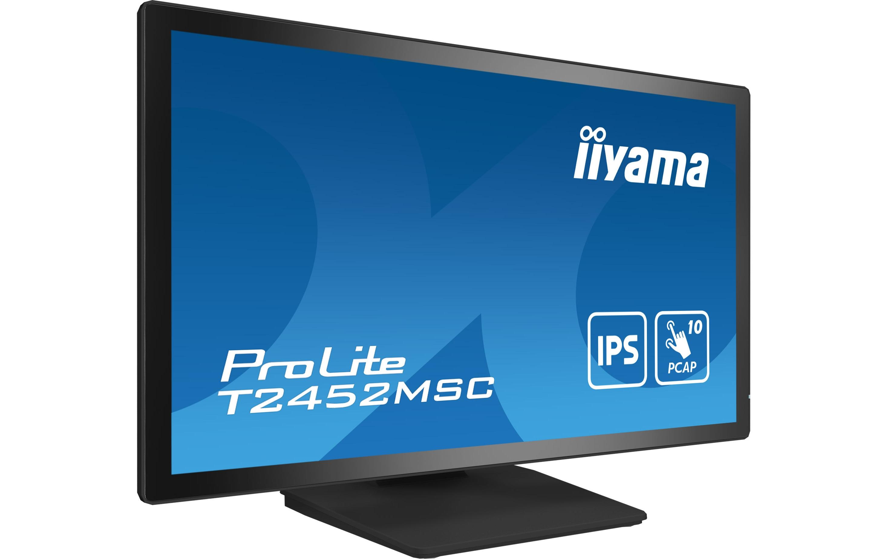 iiyama ProLite T2452MSC-B1 - LED-Monitor - 61 cm (24") (23.8" sichtbar) - Touchscreen - 1920 x 1080 Full HD (1080p) - IPS - 400 cd/m² - 1000:1 - 14 ms - HDMI, DisplayPort, 2xUSB-C - Lautsprecher - mattschwarz