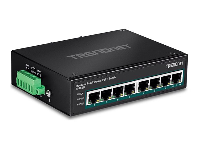 TRENDnet TI-PE80 - Industrial - Switch - 8 Anschlüsse - TAA-konform