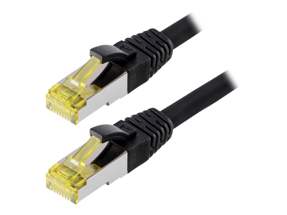 Helos - Patch-Kabel - RJ-45 (M) bis RJ-45 (M) - 1 m - SFTP, PiMF - CAT 6a - halogenfrei, geformt, ohne Haken - Schwarz