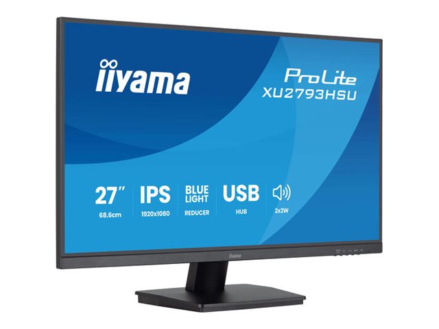 iiyama ProLite XU2793HSU-B7 - LED-Monitor - 68.5 cm (27") - 1920 x 1080 Full HD (1080p) @ 75 Hz - IPS - 300 cd/m² - 1300:1 - 1 ms - HDMI, DisplayPort - Lautsprecher - Schwarz, Matte