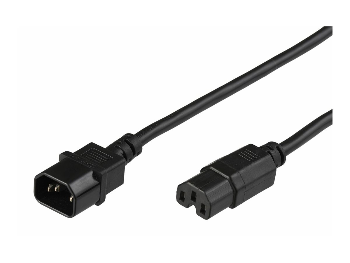 MicroConnect - Stromkabel - IEC 60320 C15 zu IEC 60320 C14 - 2 m - Schwarz