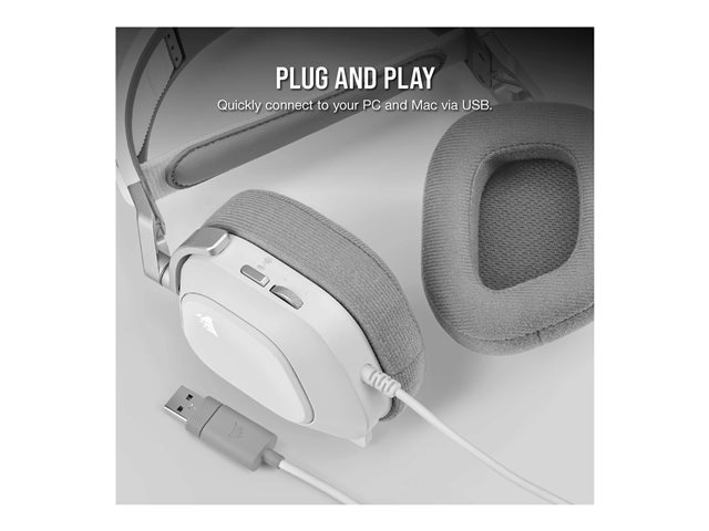 CORSAIR Gaming HS80 RGB - Headset - ohrumschließend - kabelgebunden - USB - weiß
