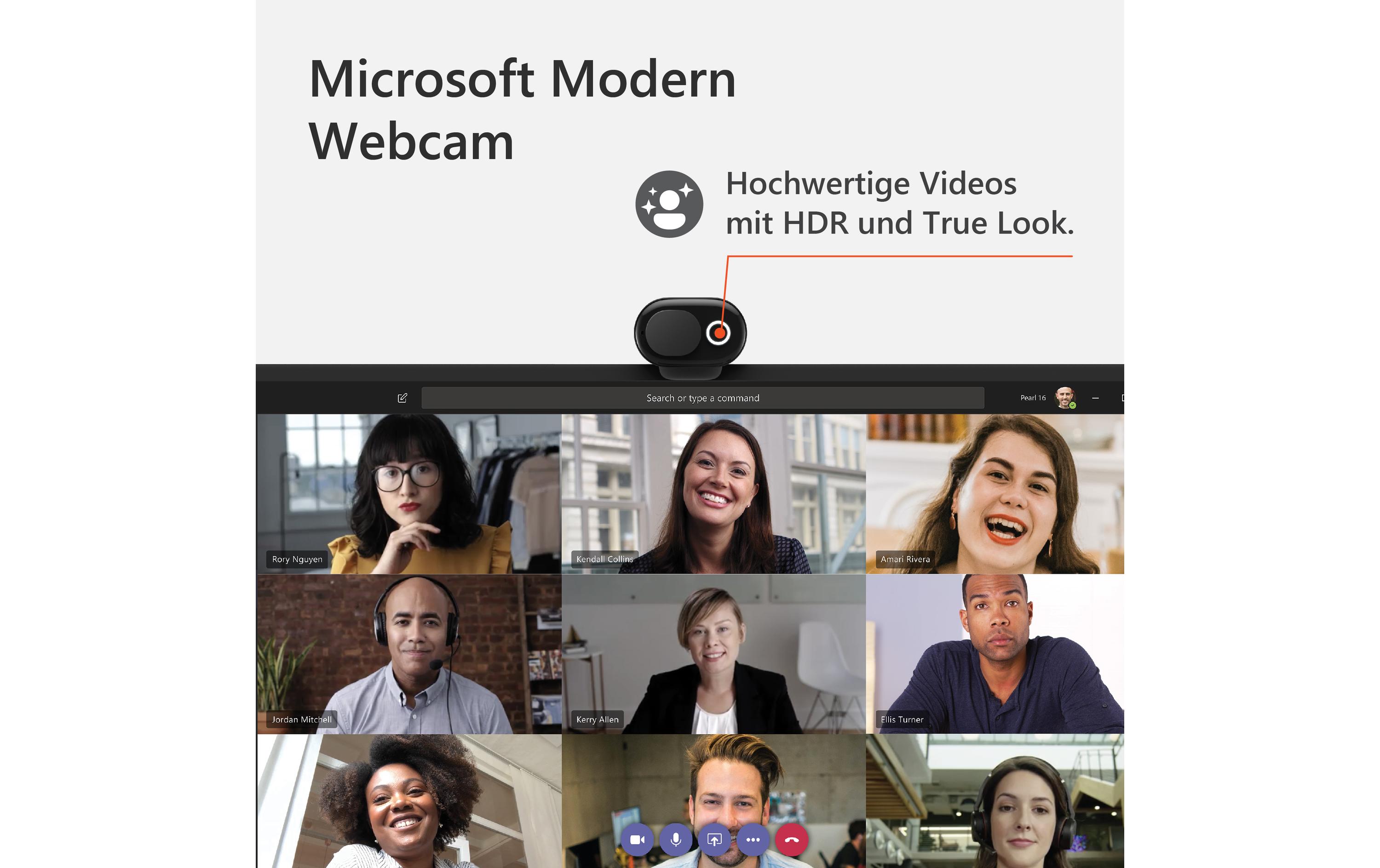 Microsoft Modern Webcam - Webcam - Schwarz - 1920 x 1080 - 1080p - Audio - USB