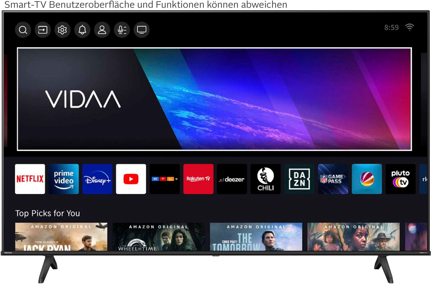 Hisense 65A6N UHD-Fernseher 165 cm 65"" 3840×2160 - LCD-TV - 165,1 cm - 300 cd/m² - 1.400:1 - 8 ms - UHD (3840x2160) - 1080p - DVB-C - DVB-S2 - DVB-T2 - Fernbedienung