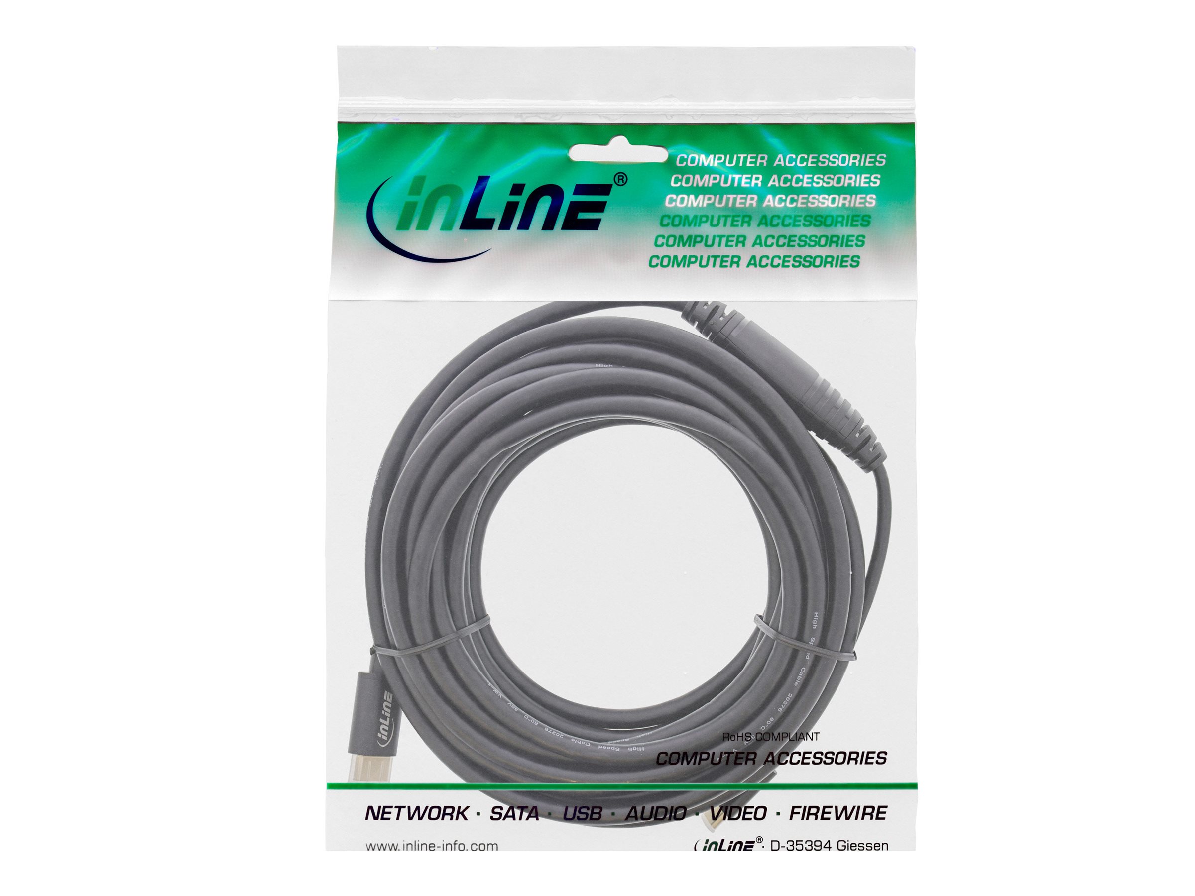 InLine USB Display Kabel - USB-C Stecker zu HDMI Stecker - 5m - Ethernet - Schwarz - 0°C-50°C