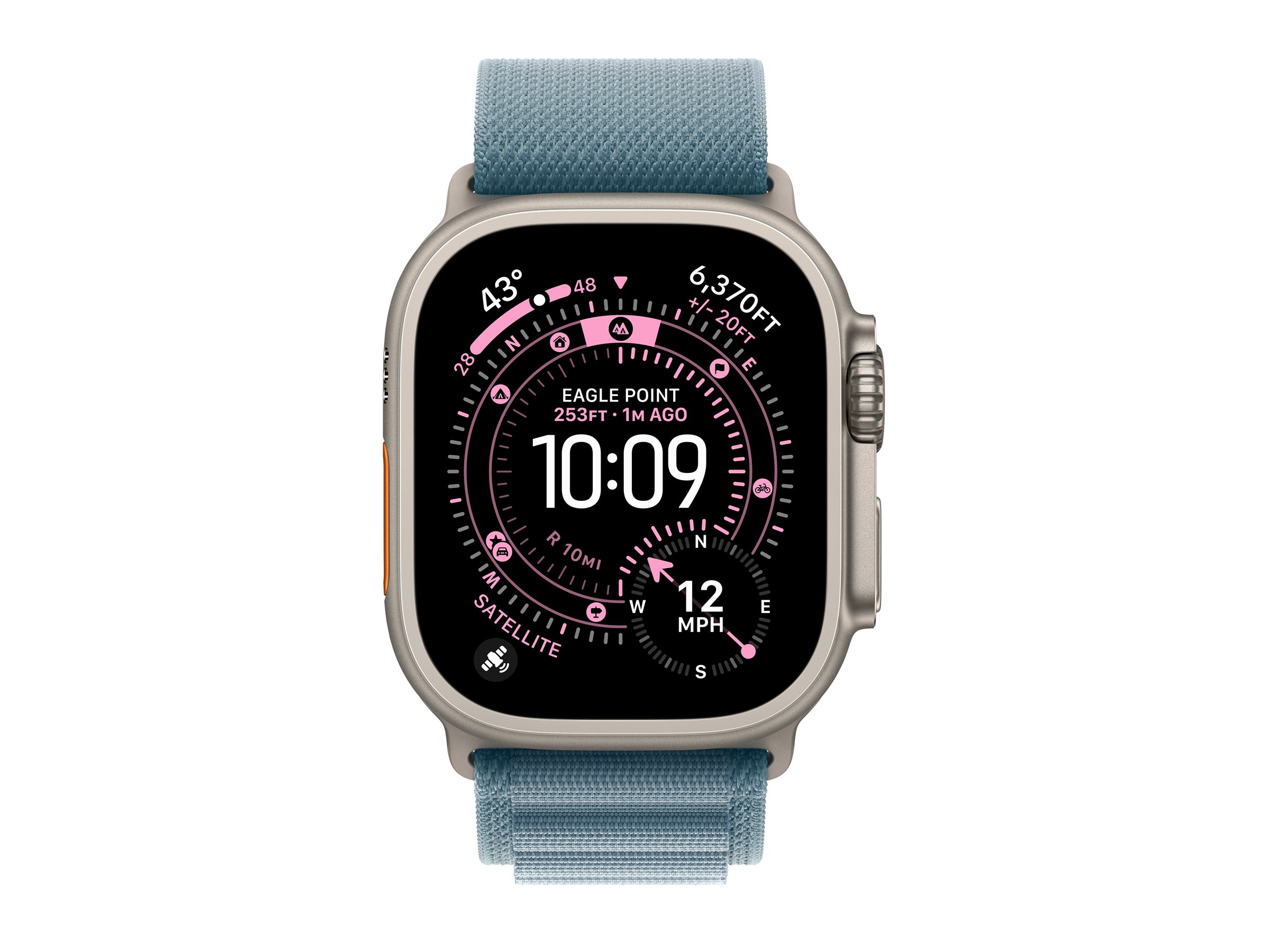 Apple Watch Ultra 3 GPS + Cellular 49mm Natural Titanium Case with Light Blue Alpine Loop - Large