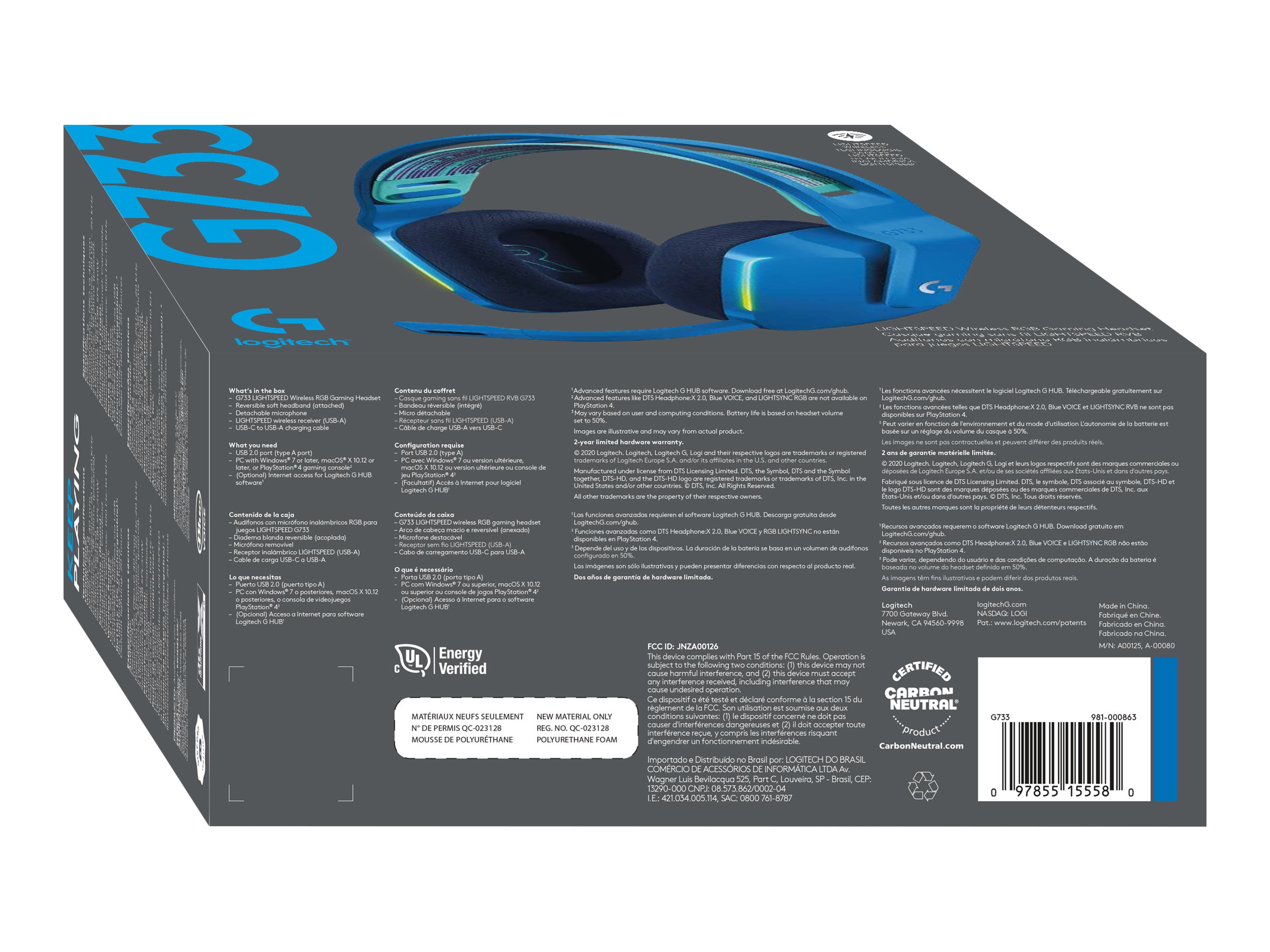 Logitech G G733 LIGHTSPEED Wireless RGB Gaming Headset - Headset