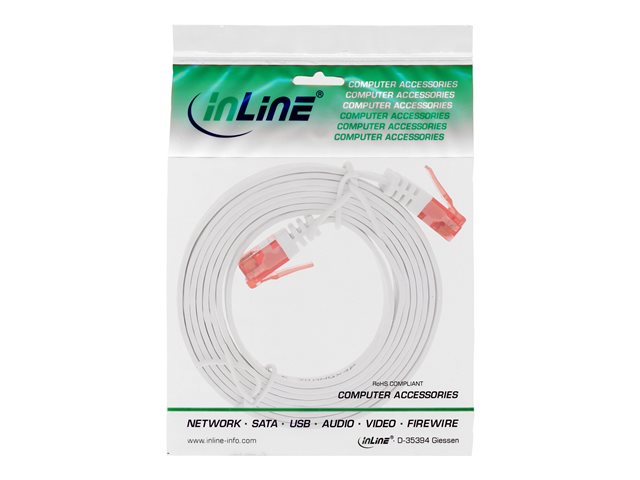 InLine - Patch-Kabel - RJ-45 (M) zu RJ-45 (M) - 3 m - UTP - CAT 6 - flach - weiß
