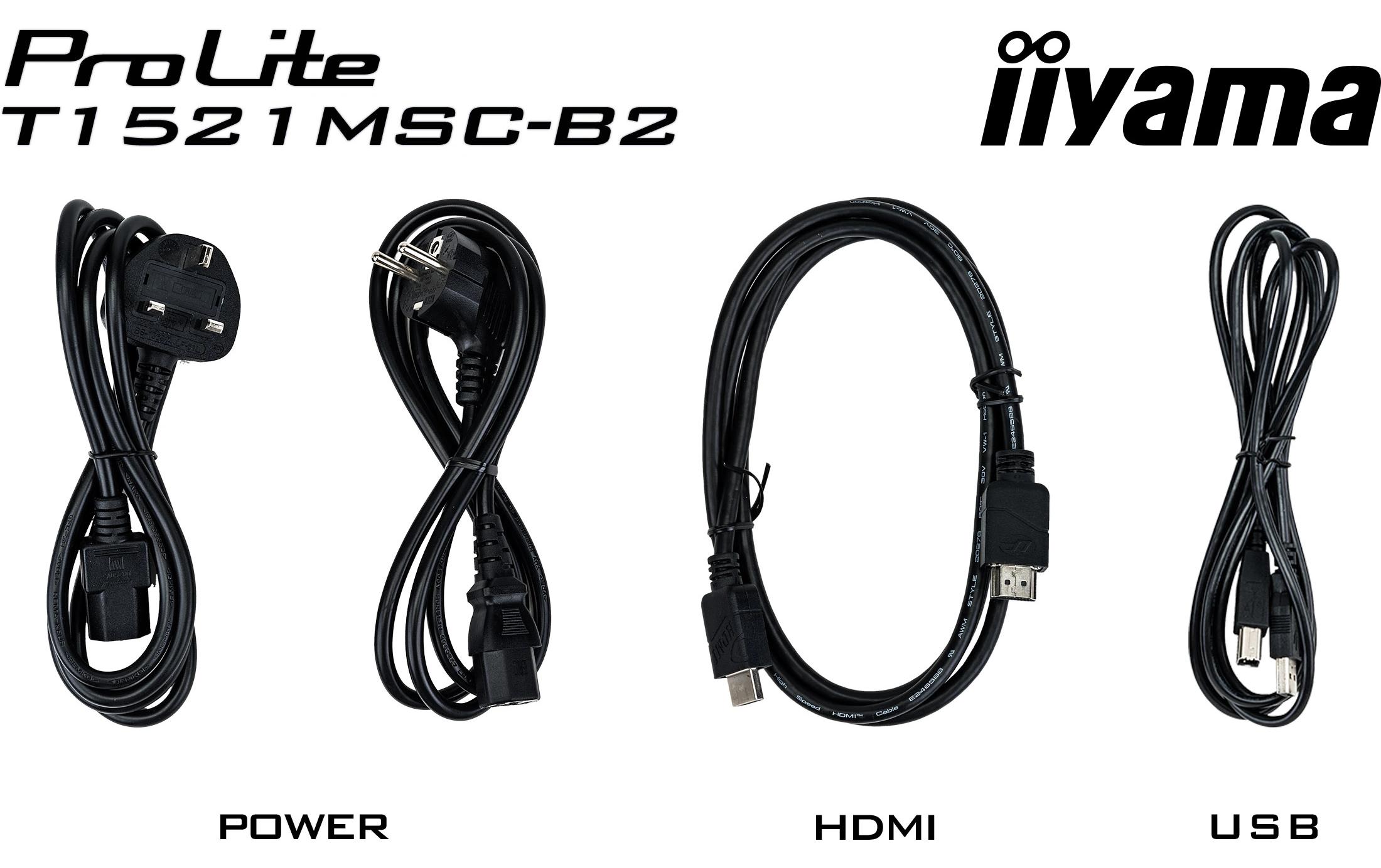 iiyama ProLite T1521MSC-B2 - LED-Monitor - 38 cm (15") - Touchscreen - 1024 x 768 - TN - 370 cd/m² - 800:1 - 8 ms - HDMI, VGA - Lautsprecher - mattschwarz