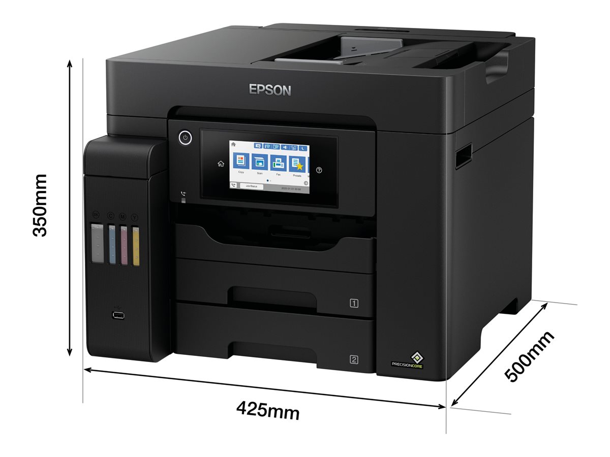 Epson EcoTank ET-5805 - Multifunktionsdrucker - Farbe - Tintenstrahl - ITS - A4/Legal (Medien) - bis zu 25 Seiten/Min. (Drucken) - 550 Blatt - 33.6 Kbps - USB, LAN, Wi-Fi(ac) - Schwarz