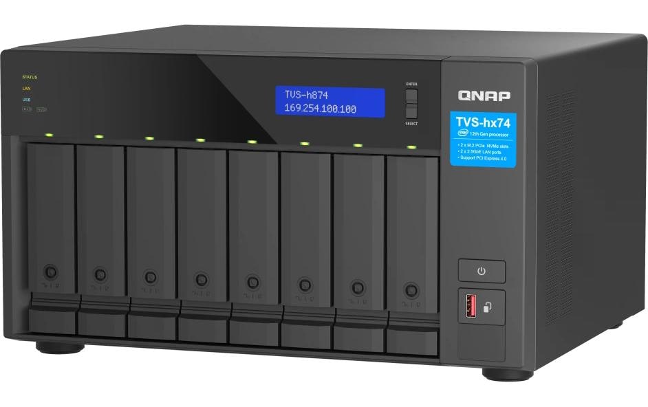 QNAP TVS-h874T - NAS-Server - 8 Schächte - SATA 6Gb/s - RAID JBOD, 0, 1, 5, 6, 10, 50, 60 - RAM 64 GB - 2.5 Gigabit Ethernet - iSCSI Support