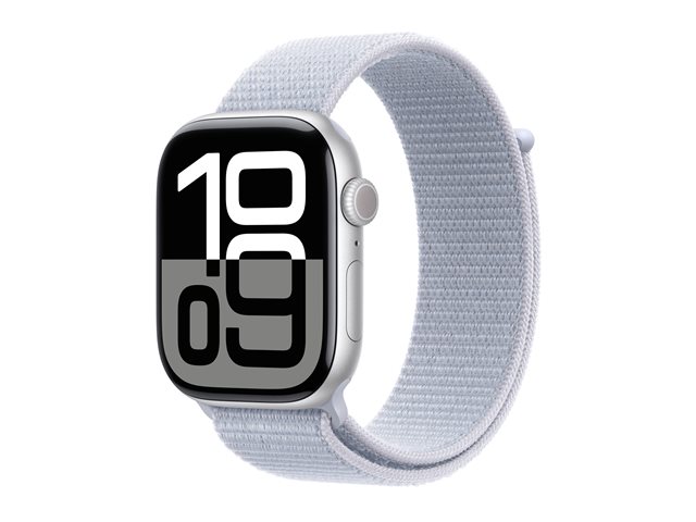 Apple Watch Series 10 GPS 46mm Silver Aluminium Case mit Blue Cloud Sport Band (MWWN3QF/A)