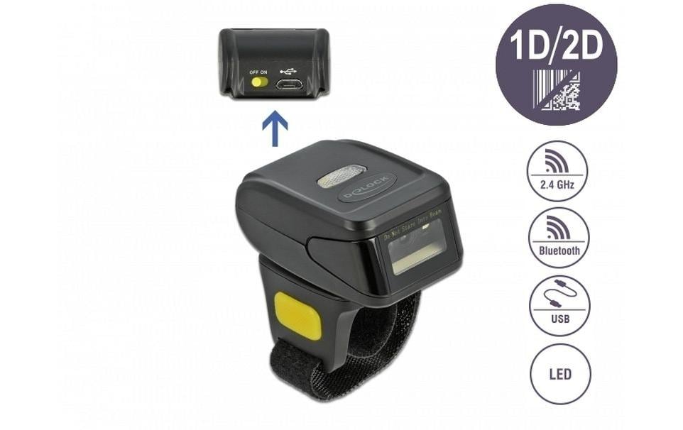 Delock - Barcode-Scanner - tragbar - 100 Scans/Sek. - decodiert - USB, RF(2.4 GHz), Bluetooth 4.1