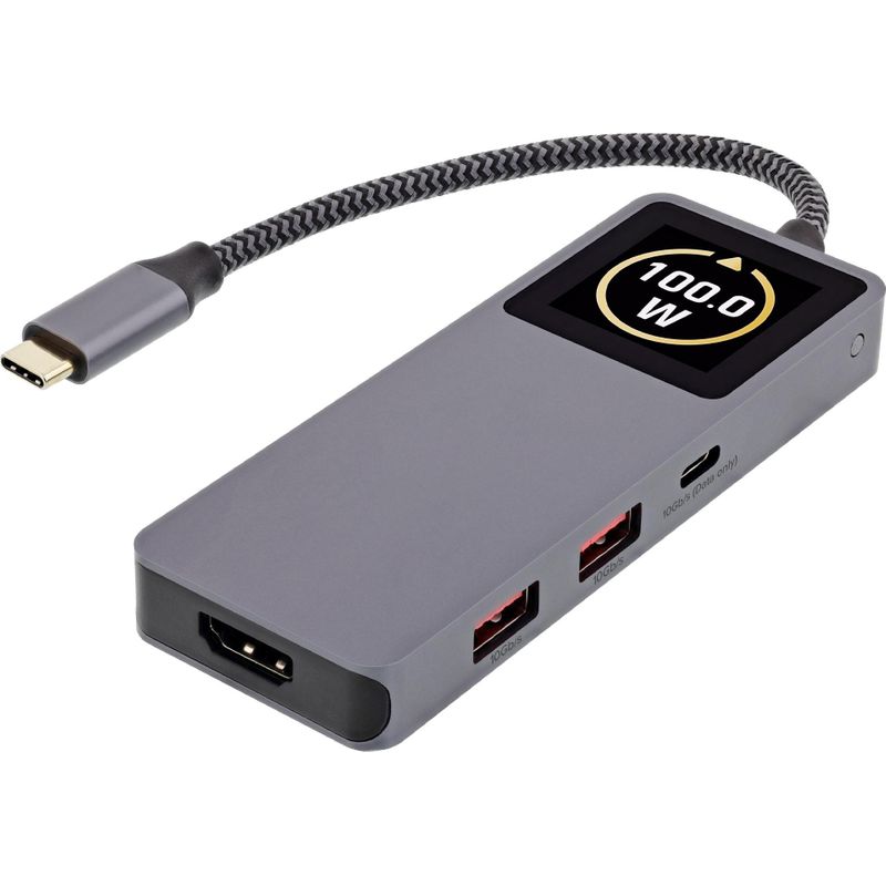 InLine® USB 3.2 Gen.2 Hub, 3x USB-C, 2x USB-A, HDMI 4K, PD 100 W, Display, grau