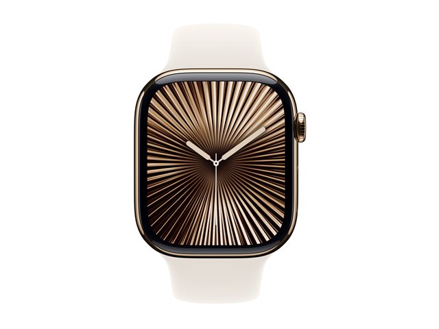 Apple Watch Series 10 GPS + Cellular 46mm Gold Titanium Case mit Starlight Sport Band - S/M (MWYX3QF/A)