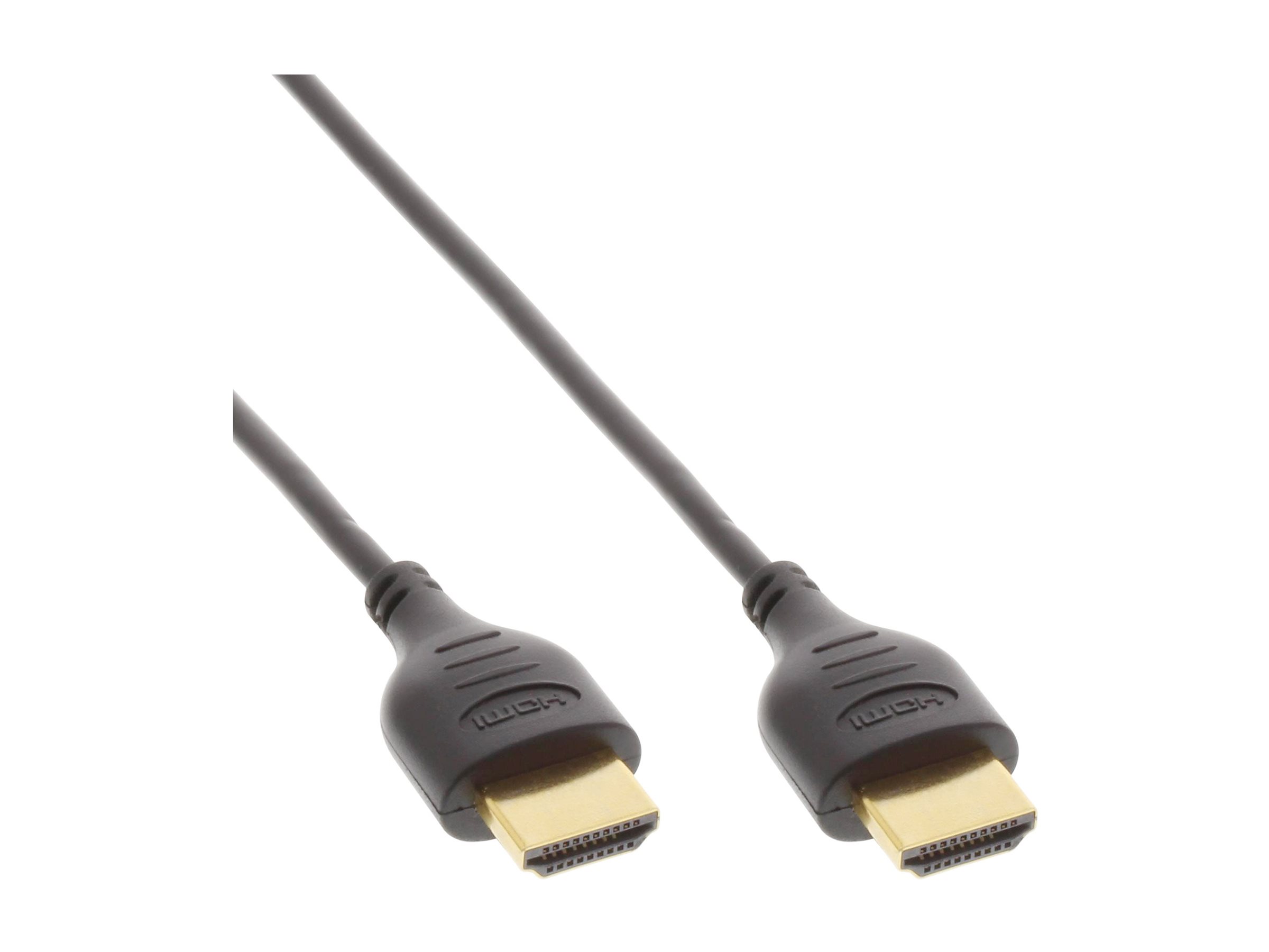 InLine Super Slim High Speed HDMI Cable with Ethernet - HDMI-Kabel mit Ethernet - HDMI männlich zu HDMI männlich - 0.5 m - Dreifachisolierung - Schwarz - 4K Unterstützung