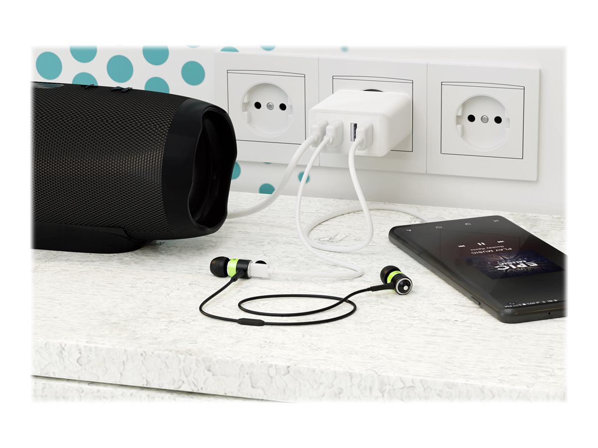 goobay Ladegerät USB A 4-fach weiss USB Steckernetzteil, 3A, 30W