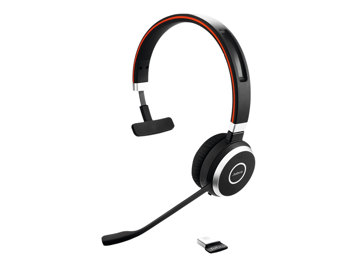Jabra Evolve 65 SE MS Mono - Headset - On-Ear - Bluetooth - kabellos - USB - Zertifiziert für Microsoft Teams - für Jabra Evolve; LINK 380a MS