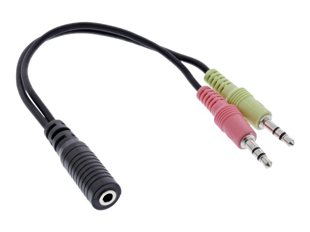 InLine - Headsetadapter - Mini-Stecker männlich zu 4-poliger Mini-Stecker weiblich - 15 cm - Schwarz