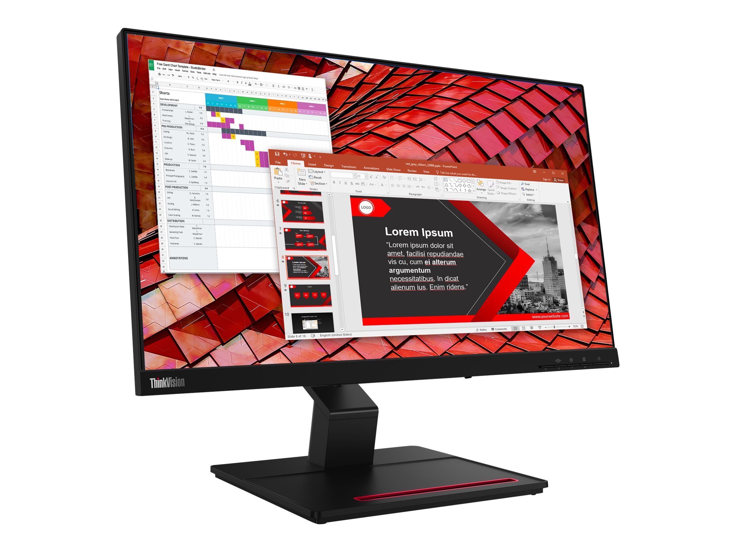 Lenovo ThinkVision T24t-20 - LED-Monitor - 61 cm (24") (23.8" sichtbar) - Touchscreen - 1920 x 1080 Full HD (1080p) @ 60 Hz - IPS - 300 cd/m² - 1000:1 - 4 ms - HDMI, DisplayPort, USB-C - Raven Black - Campus