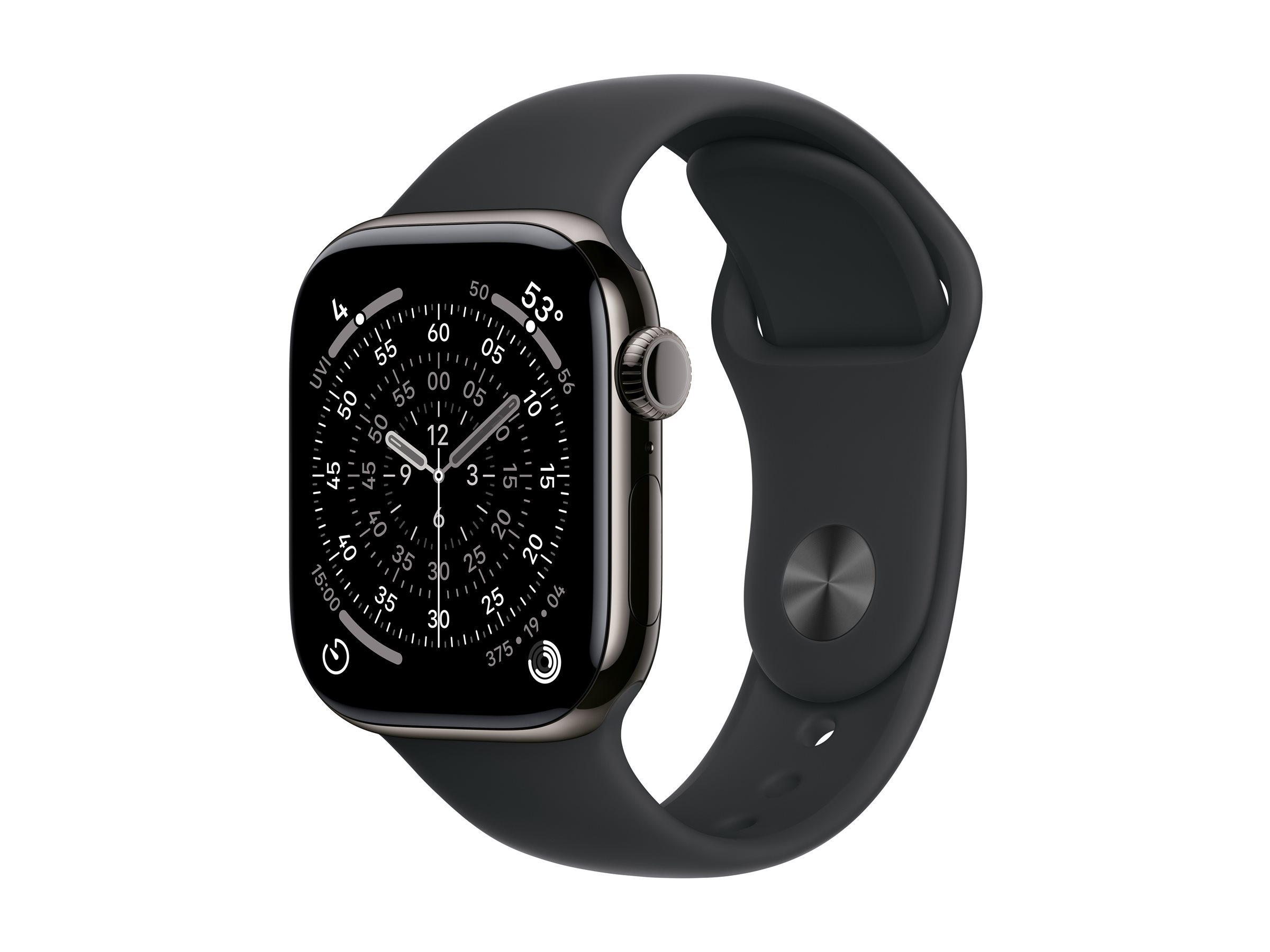Apple Watch Series 11 GPS + Cellular 42mm Slate Titanium Case with Black Sport Band - S/M