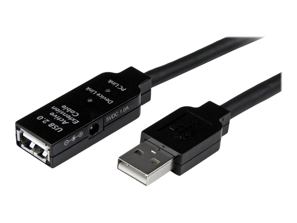 StarTech.com 15m USB 2.0 Repeater Kabel - Aktives USB Verlängerungskabel mit Signalverstärker - 1 x USB Stecker/ 1 x USB Buchse - USB-Verlängerungskabel - USB (W) zu USB (M) - USB 2.0 - 15 m - aktiv - Schwarz - für P/N: SVA5H2NEUA, UUSBOTG