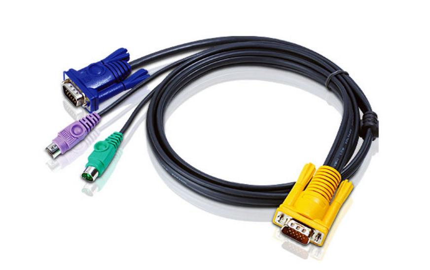 ATEN - Tastatur- / Video- / Maus- (KVM-) Kabel - 15 pin D-Sub (DB-15) (M) zu PS/2, HD-15 (VGA) (M) - 3 m - für KVM on the NET CS1708, CS1716; MasterView ACS-1208, ACS-1216; Slideaway ACS1208, ACS1216