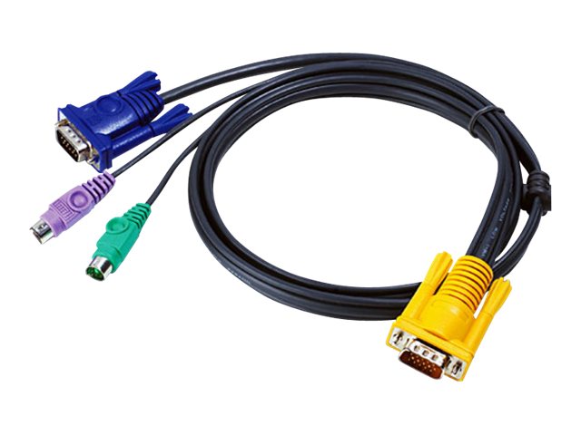ATEN 2L-5202P - Tastatur- / Video- / Maus- (KVM-) Kabel - 15-polig SPHD (M) zu PS/2, HD-15 (VGA) (M) - 1.8 m - für KVM on the NET CS1708i, CS1716i; Maxiport ACS1208A, ACS1216A; Slideaway ACS1216AL