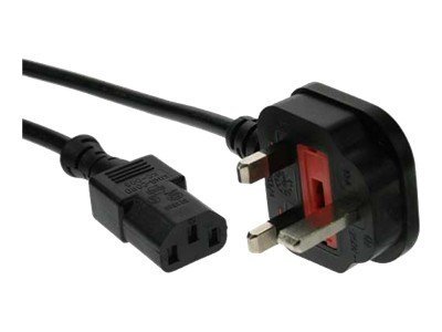 InLine - Stromkabel - BS 1363 (M) zu power IEC 60320 C13 - Wechselstrom 250 V - 13 A - 1.8 m - 90° Stecker - Schwarz - Großbritannien