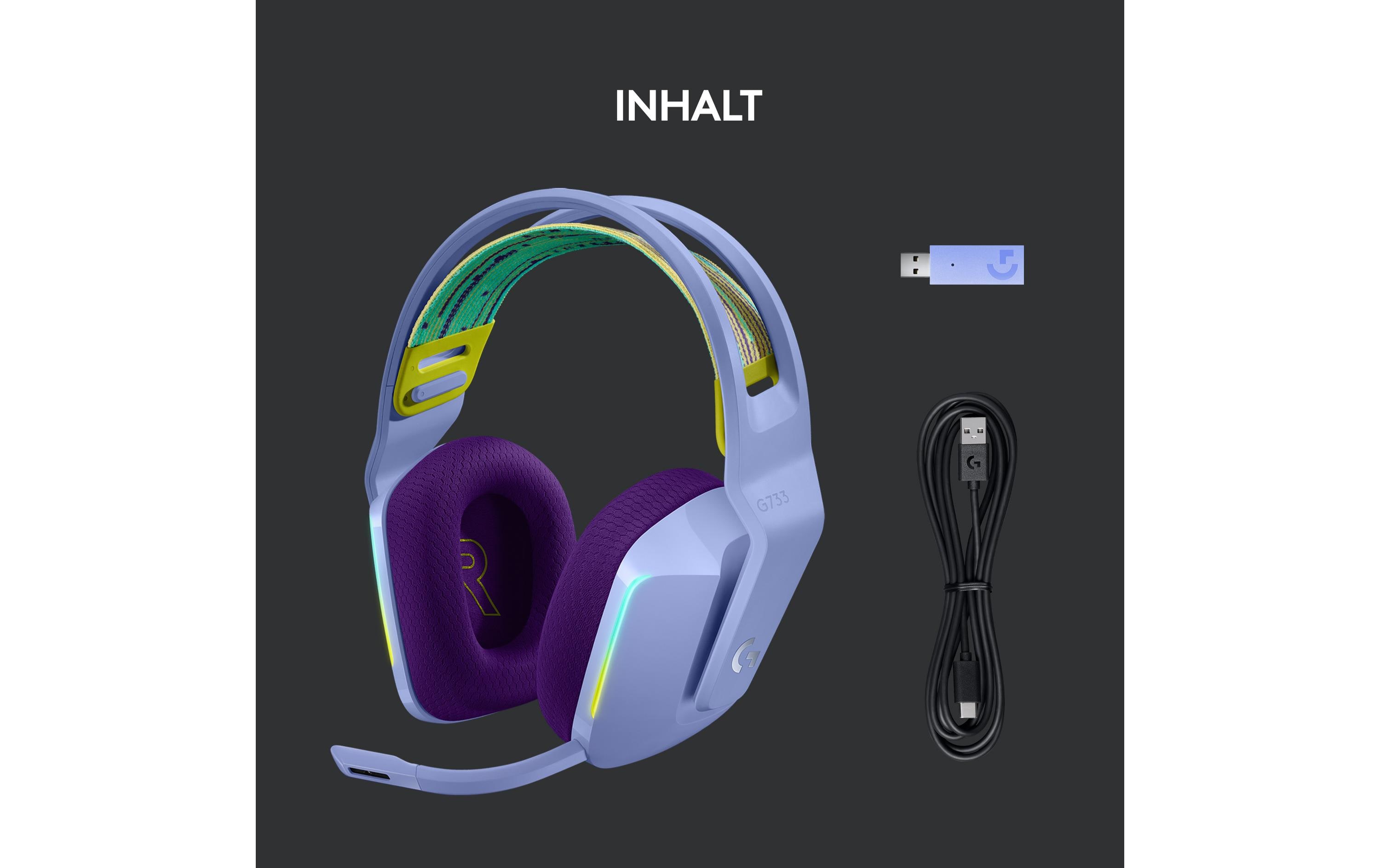 Logitech G G733 LIGHTSPEED Wireless RGB Gaming Headset - Headset - ohrumschließend - 2,4 GHz - kabellos - fliederfarben
