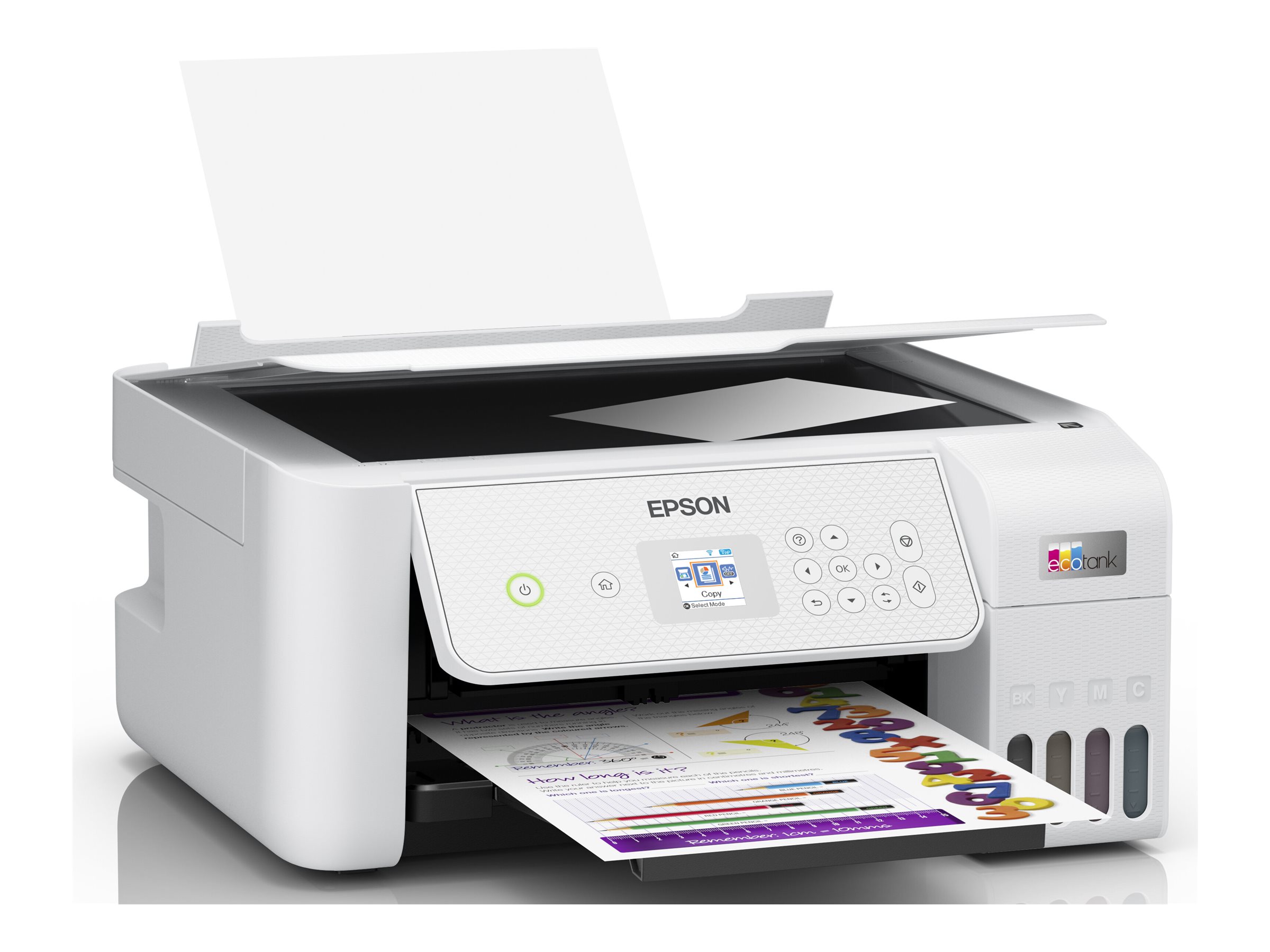Epson EcoTank ET-2876 - Multifunktionsdrucker - Farbe - Tintenstrahl - ITS - A4 (Medien) - bis zu 10 Seiten/Min. (Drucken) - 100 Blatt - Wi-Fi, USB - weiß