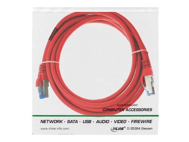 InLine - Patch-Kabel - RJ-45 (M) zu RJ-45 (M) - 3 m - SSTP-Kabel - CAT 6a - halogenfrei - Rot