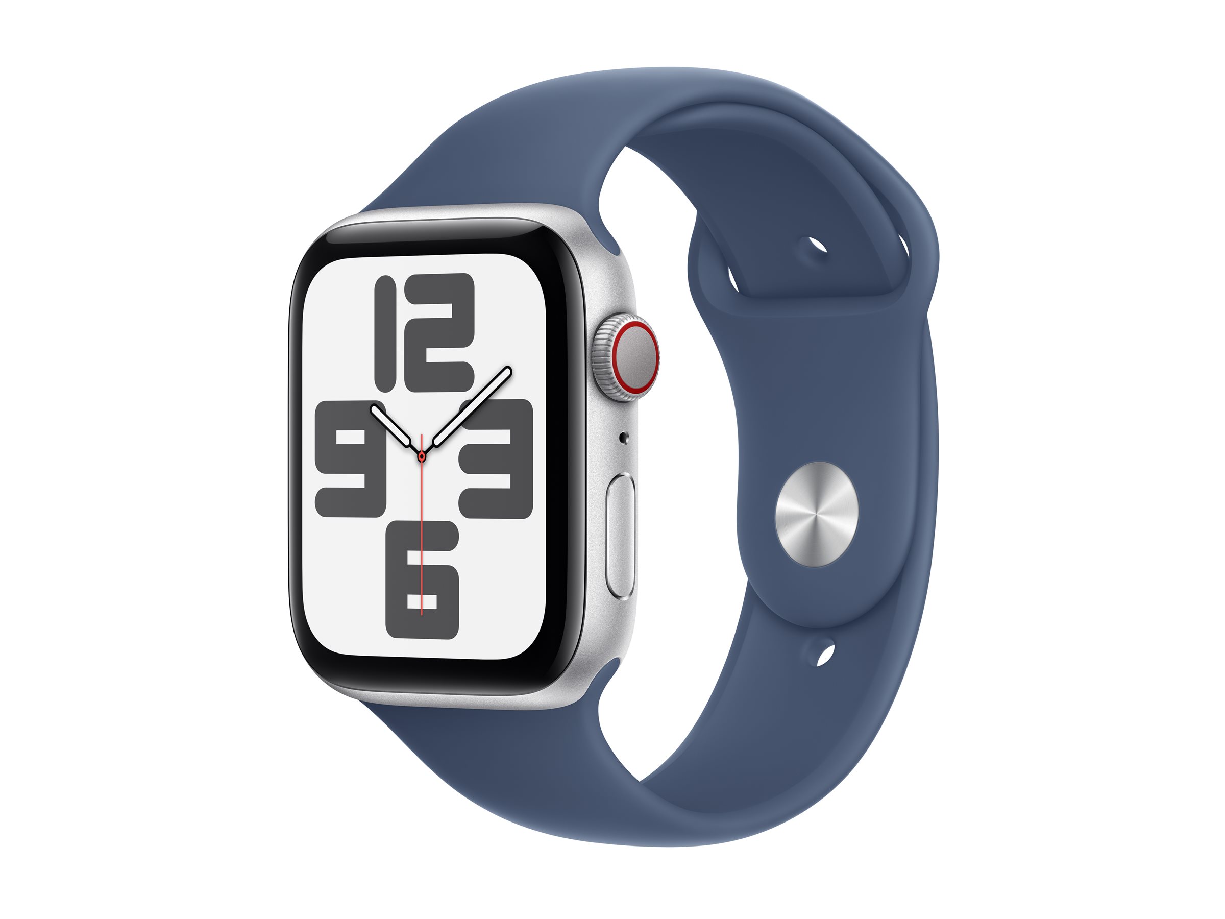 Apple Watch SE GPS + Cellular 44mm Silver Aluminium Case mit Denim Sport Band - S/M (MXGP3QF/A)