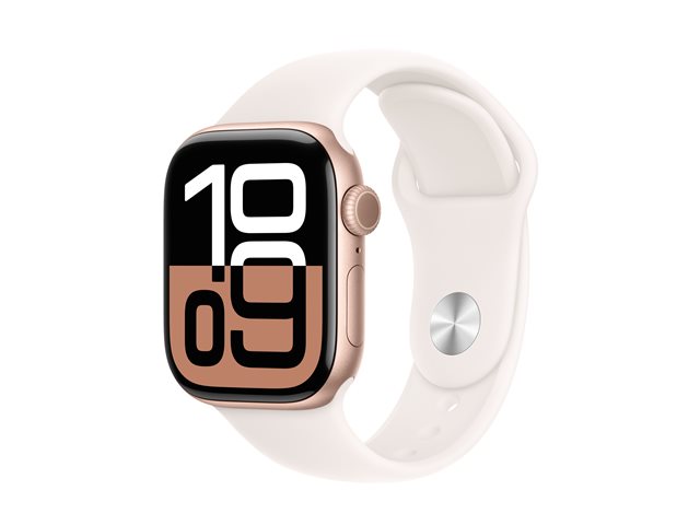 Apple Watch Series 10 GPS + Cellular 42mm Rose Gold Aluminium Case mit Light Blush Sport Band - S/M (MWX93QF/A)
