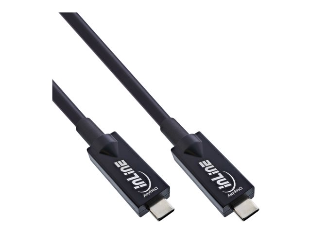 InLine - USB-Kabel - 24 pin USB-C (M) zu 24 pin USB-C (M) - USB 3.2 Gen 2 - 20 V - 3 A - 7.5 m - Active Optical Cable (AOC), USB Power Delivery (60W), unterstützt 4K 144 Hz (3840 x 2160) - Schwarz