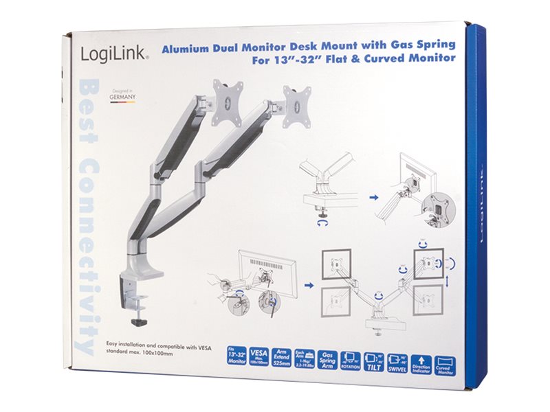 LogiLink Befestigungskit - einstellbarer Arm - für 2 Monitore