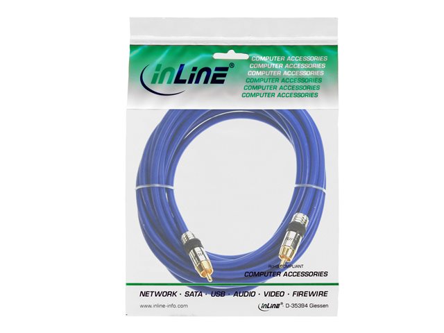 InLine Premium - Digitales Audio-Kabel (koaxial) - RCA männlich zu RCA männlich - 1 m - abgeschirmt - Blau