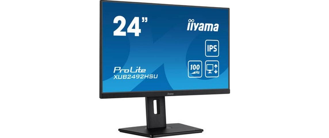iiyama ProLite XUB2492HSU-B6 - LED-Monitor - 61 cm (24") (23.8" sichtbar) - 1920 x 1080 Full HD (1080p) @ 100 Hz - IPS - 250 cd/m² - 1300:1 - 0.4 ms - HDMI, DisplayPort - Lautsprecher - mattschwarz