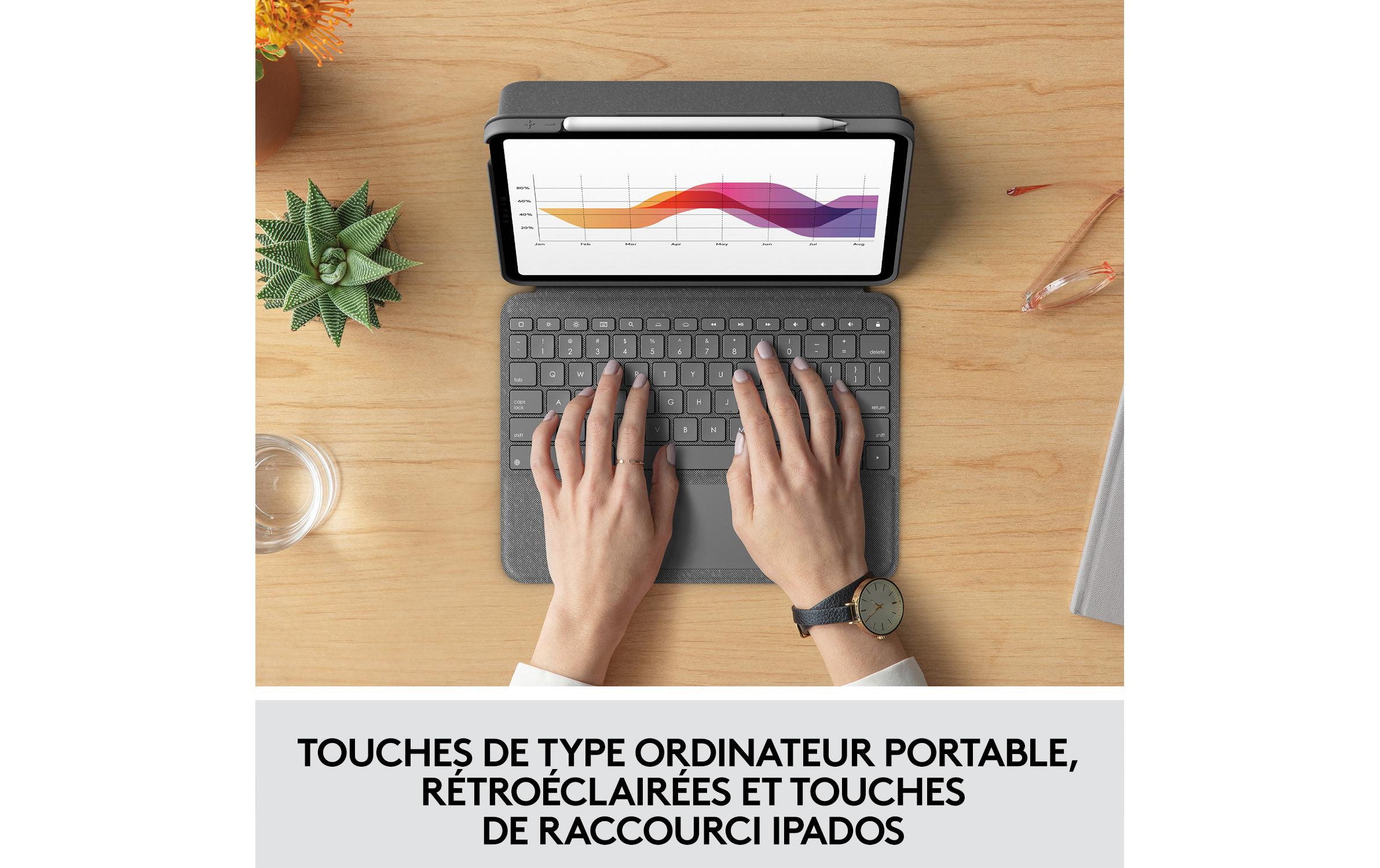 Logitech Folio Touch - Tastatur und Foliohülle - mit Trackpad - QWERTZ - Schweiz - Oxford Gray Eingabegerät