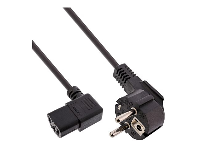 InLine - Stromkabel - CEE 7/7 (S) gewinkelt bis IEC 60320 C13 links gewinkelt - 3 m - Schwarz