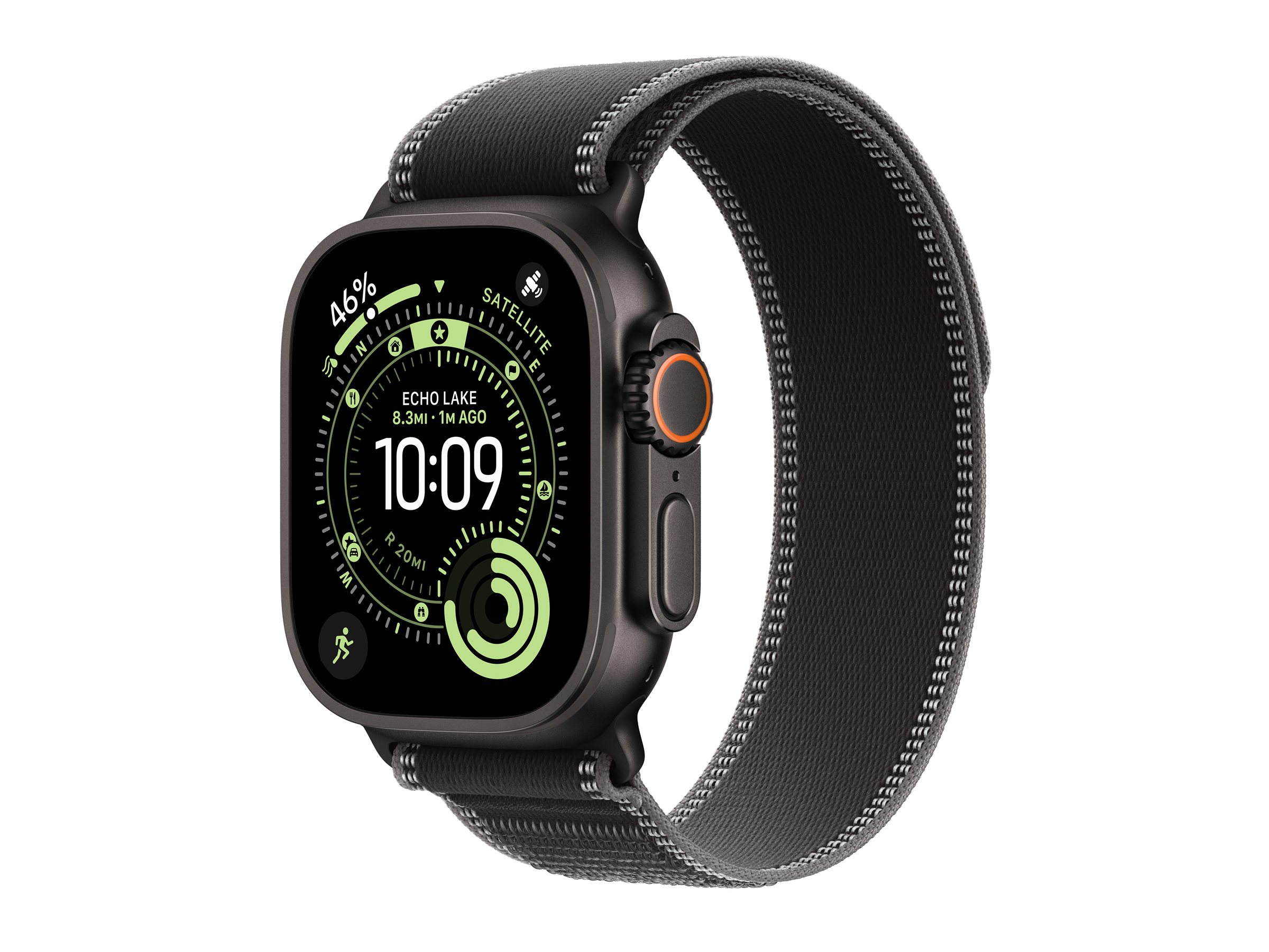 Apple Watch Ultra 3 GPS + Cellular 49mm Black Titanium Case with Black/Charcoal Trail Loop - S/M