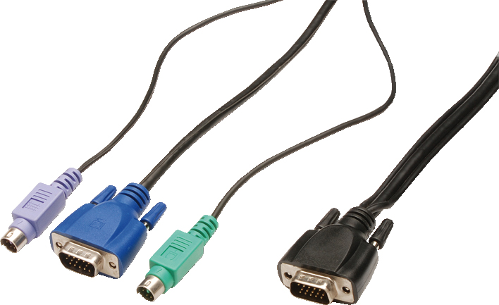 DIGITUS - Tastatur- / Video- / Maus- (KVM-) Kabel - HD-15 (VGA) (M) zu PS/2, HD-15 (VGA) (M) - 3 m - für Digitus DC-71302GE, DC-71401GE, DC-72302GE, DC-72302US, DC-72401GE