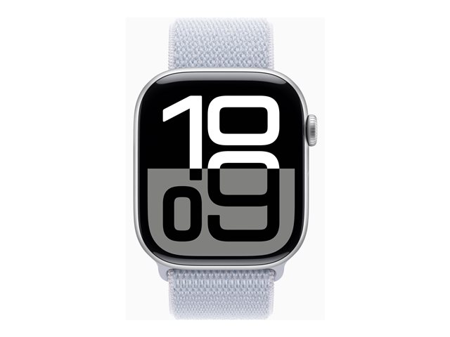 Apple Watch Series 10 GPS + Cellular 46mm Silver Aluminium Case mit Blue Cloud Sport Band (MWY23QF/A)