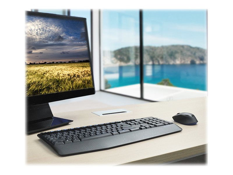 Logitech Wireless Combo MK345 - Tastatur-und-Maus-Set - kabellos - 2.4 GHz - Französisch - Schwarz, Blau
