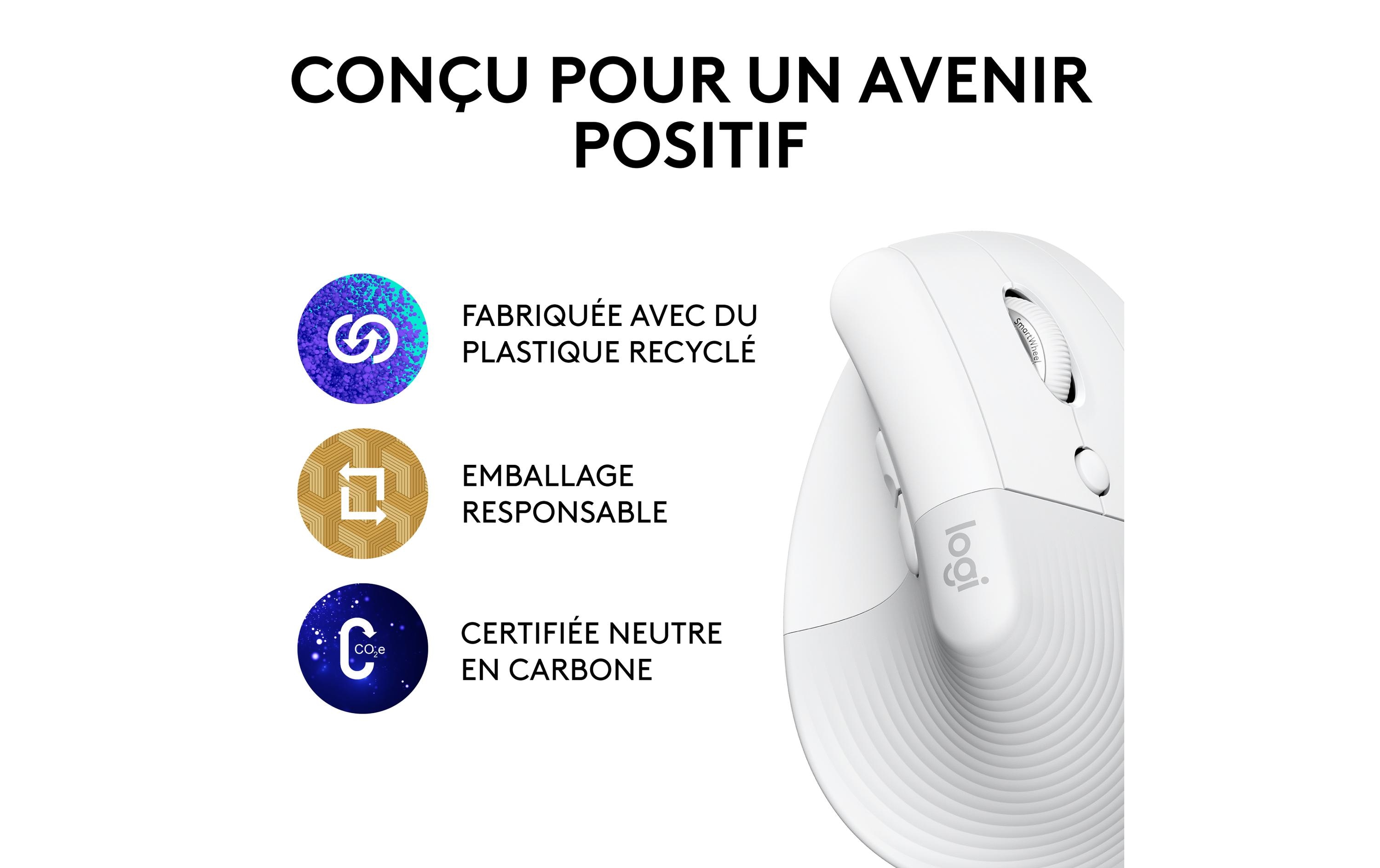 Logitech Ergonomische Maus Lift Off-white