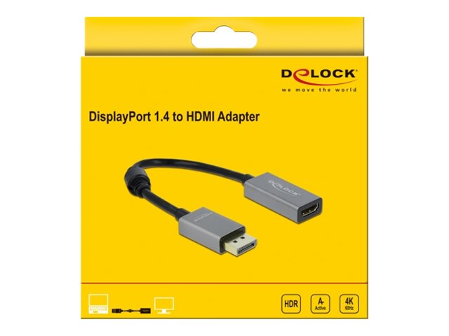Delock Adapter DisplayPort 1.4 - HDMI, 4k 60Hz, HDR schwarz