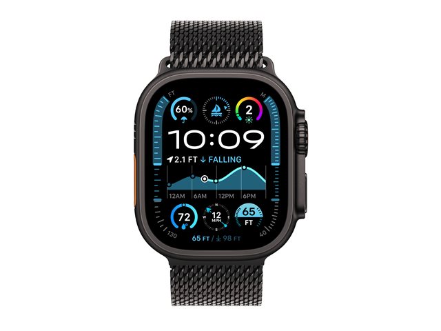 Apple Watch Ultra 2 GPS + Cellular 49mm Black Titanium Case mit Black Titanium Milanese Band - S (MX4W3FD/A)