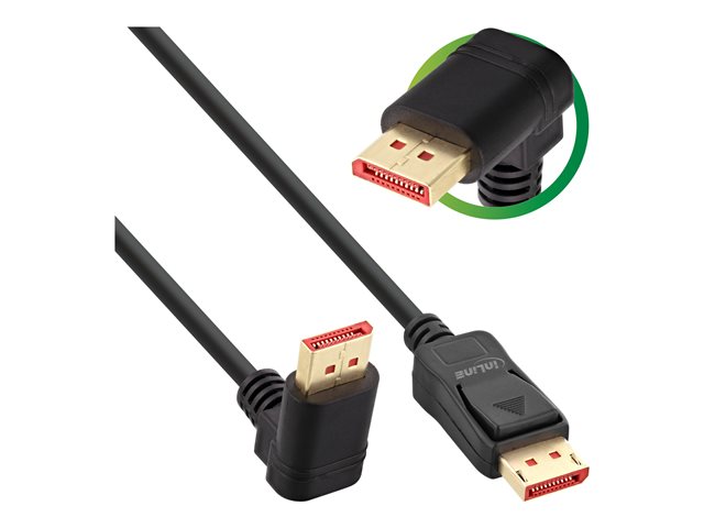 InLine - DisplayPort-Kabel - DisplayPort (M) nach oben gewinkelt zu DisplayPort (M) gerade - DisplayPort 1.4 - 1 m - 8K Unterstützung - Schwarz