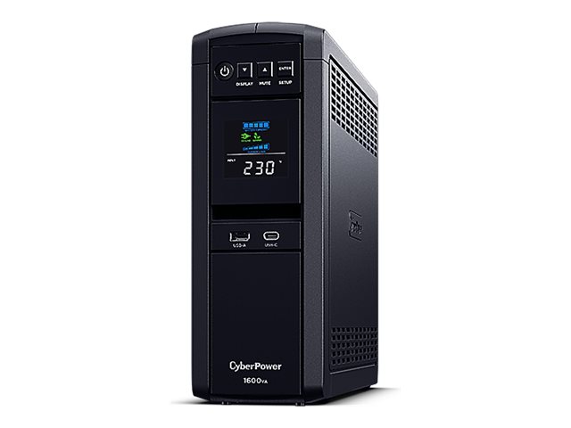 CyberPower CP1600EPFCLCD Line-Interactive USV 1600VA/1000W
Reine Sinuswelle, AVR, LCD, USB (HID), DB9, RJ45 Lan Protection, Ausgang (6) Schuko, Expansion Port für opt. Netzwerkkomunikation, USB A+C Ladegerät