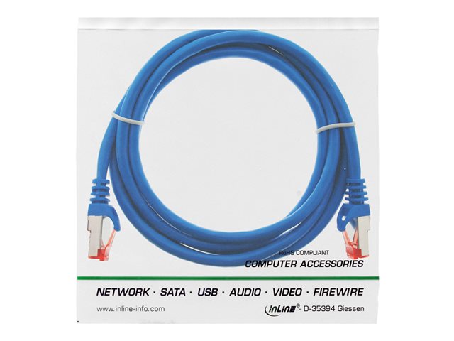InLine - Patch-Kabel - RJ-45 (M) zu RJ-45 (M) - 50 cm - SSTP-Kabel - CAT 6 - geformt - Blau